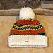 Free People Accessories | Free People Knit Pompom Rolled Brim Beanie | Color: Orange/White | Size: Os