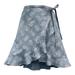 J. Crew Skirts | J.Crew Mercantile Womens Wrap Skirt Ruffle Tie Waist Chambray Blue Floral Mini S | Color: Blue | Size: S