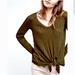 Anthropologie Tops | Anthropologie Left Of Center Army Green Thermal Tie Waist Shirt | Color: Black/Green | Size: Xs