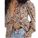 Free People Tops | Free People Meant To Be Blouse Women’s Size S Floral Peasant Ruffle Button Up | Color: Orange/Tan | Size: S