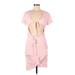 Shein Casual Dress - Mini Plunge Short sleeves: Pink Solid Dresses - Women's Size 6