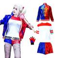 Kitimi Harley Quinn Costume Children Women Suicide Squad Halloween Costume Children Adults Superhero Cosplay Costume Girls with Gloves Jacket T-Shirt Shorts Necklace Bat Halloween Carnival Cosplay