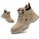 ZSDZSZ Steel Toe Cap Boots Mens Waterproof Safety Boots Women Lightweight Safety Trainers Non Slip Work Boots, Beige, UK 12