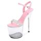 FamMe Womens Ankle Straps Peep Toe Buckle Platform Stiletto High Heels Wedding rhinestone crystal heel Heeled Sandals 7.8 inch Heels Party Dress Shoes,Pink,42