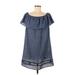 Zara Basic Casual Dress - A-Line Boatneck Short sleeves: Blue Dresses - Women's Size Medium