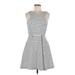 BCBGeneration Casual Dress - A-Line Crew Neck Sleeveless: Gray Print Dresses - Women's Size 6