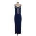 Knox Rose Casual Dress - Sheath V Neck Sleeveless: Blue Print Dresses - Women's Size Small