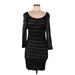 Catherine Malandrino Cocktail Dress - Bodycon Boatneck 3/4 sleeves: Black Solid Dresses - Women's Size Medium