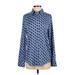 Nordstrom Signature Long Sleeve Button Down Shirt: Blue Baroque Print Tops - Women's Size Small