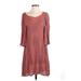 Hinge Casual Dress - Mini V Neck 3/4 sleeves: Brown Print Dresses - Women's Size X-Small