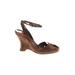 Cole Haan Wedges: Brown Print Shoes - Women's Size 6 1/2 - Open Toe