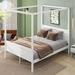 Red Barrel Studio® Kiesa Queen Size Canopy Platform Bed w/ Headboard & Footboard Wood in White | 74.8 H x 62.7 W x 83.9 D in | Wayfair