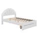 Brayden Studio® Misag Upholstered Platform Bed w/ Seashell Shaped Headboard, LED & 2 Drawers Upholstered in White/Black | Wayfair