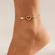 IngeSight.Z-Bracelet de cheville en maille métallique unique pour femme biscuits de luxe coeur de