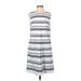 J. McLaughlin Casual Dress - A-Line Crew Neck Sleeveless: Blue Stripes Dresses - Women's Size X-Small