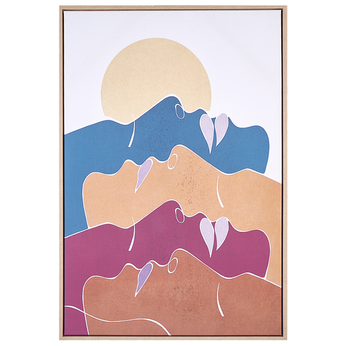 Leinwandbild Mehrfarbig Stoff Canvas MDF-Platte 63x93 cm Rechteckig mit Schattenfugenrahmen Abstrakt Gesichtsmotiv Modern Wohn- & Schlafzimmer