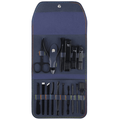 ManicureToolsSetsProfessionalStainlessSteelFullFunctionNailClippersSetsPedicureToolsGroomingKitswithPortableLeatherTravelCase Dark brown blue 16-piece set F61487