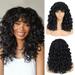 EJWQWQE Curly Wig Big Curly Wigs For Black Women 23 Inch Long Curly Wig With Bangs Synthetic Hair Replacement Wigs