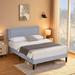 VECELO Queen Size Bed, Height Adjustable Upholstered Bed Frame with Headboard, 10 Color Options