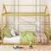 Queen Metal House Shape Platform Bed, Gold