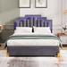 Queen Size Upholstered Platform Bed with LED Lights and 4 Drawers, Stylish Irregular Metal Bed Legs Design, Grey