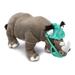 DolliBu Rhino Doctor Plush Toy w/ Cute Scrub Cap and Face Mask Outfit - 16 inches