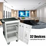 Mobile Charging Cart Docking 30 Device Locking Storage Charging Cart for iPad Laptop Computers Charging Docking Cart Front & Back Access Locking Cabinet