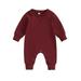 Wassery Baby Boys Girls Fall One Piece Jumpsuits Newborn Boys Girls Long Sleeve Romper Pants Infant Boys Girls Spring Bodysuit Clothes 0-18M