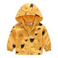 Kids Long Sleeve Windbreaker Jacket With Hoods Baby Grils Boys Print Jacket Zipper Coat Toddler Lightweight Hooded Windproof Coat Yellow-C 110