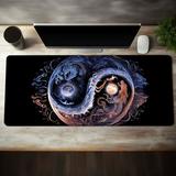 1pc Double Dragon Yin & Yang Mouse Pad XXL Black Mouse Pad Long Non-slip Waterproof Mouse Pad Office Game Table Mat