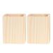 2 Pcs Single Compartments Wooden Container Pen Holder Office Organizer Unfinished Solid Color Case Pot for Home Office DIY Graffiti Random Style(Square Tube)