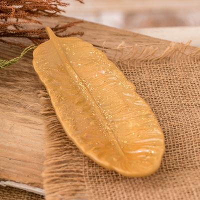 'Feather-Shaped Yellow Resin Catchall from Costa Rica'