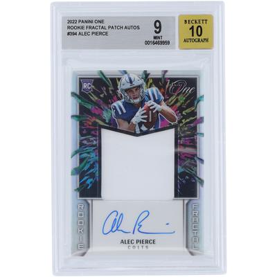 Alec Pierce Indianapolis Colts Autographed 2022 Panini One Fractal Relic #394 #10/50 BGS Authenticated 9/10 Rookie Card