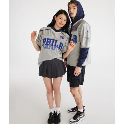 Aeropostale Mens' Philadelphia 76ers Layered Pullover Hoodie - Grey - Size S - Polyester
