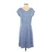 T by Talbots Casual Dress - A-Line V Neck Short sleeves: Blue Print Dresses - Women's Size X-Small