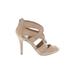 Christian Siriano for Payless Heels: Slip On Stilleto Chic Tan Print Shoes - Women's Size 6 1/2 - Open Toe