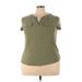 Soho JEANS NEW YORK & COMPANY Short Sleeve T-Shirt: Green Tops - Women's Size 2X-Large
