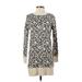 Ann Taylor LOFT Casual Dress - Sweater Dress High Neck Long sleeves: Gray Color Block Dresses - Women's Size X-Small