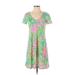 Lilly Pulitzer Casual Dress - A-Line V-Neck Short sleeves: Green Print Dresses - Women's Size 2X-Small