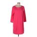 Crown & Ivy Casual Dress - Shift Scoop Neck 3/4 sleeves: Pink Color Block Dresses - Women's Size Large