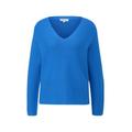 S. Oliver Strickpullover Damen blau, Gr. 42, Baumwolle, Pullover Mit V ausschnitt | 2145636.9999.34