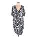 Bar III Cocktail Dress - Shift Plunge Short sleeves: Silver Dresses - Women's Size Large