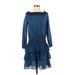 MICHAEL Michael Kors Casual Dress - Mini Boatneck 3/4 sleeves: Blue Solid Dresses - Women's Size Small