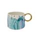 Anthropologie Dining | Anthropologie Night Sky Watercolor Mug One Size Ceramic White Blue Gold Starry | Color: Blue/Gold | Size: Os