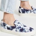 Madewell Shoes | Madewell Sz 5 Slip On Loafers Flats Sneakers White Dark Blue Tye-Dye Boho Shoes | Color: Blue/White | Size: 5