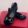 Gucci Shoes | Girls Gucci 30 Navy Blue Velvet & Leather Silver Horse Bit Dress Flat Shoe | Color: Blue/Silver | Size: 30