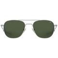 AO Original Pilot Sunglasses Matte Silver Frame 57 mm Calobar Green AOLite Nylon Lenses Bayonet Temple Polarized 738921550334