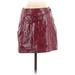 Trafaluc by Zara Faux Leather Mini Skirt Mini: Burgundy Solid Bottoms - Women's Size Small