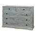 Sarreid Ltd 5 Drawer 60" W Solid Wood Dresser Wood in Blue/Brown/Green | 42 H x 60 W x 19 D in | Wayfair 53294