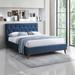 Wade Logan® Bobina Tufted Solid Wood & Low Profile Platform Bed Upholstered/Polyester in Blue | King | Wayfair 7E8BD5EE074D4E139806E854F4BEE551